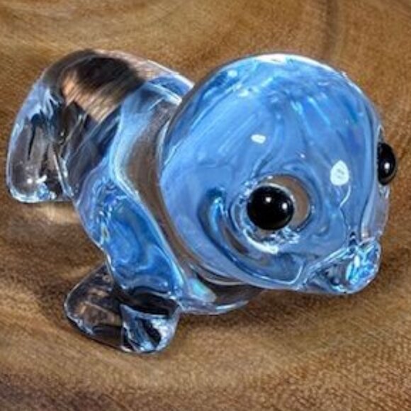 Vintage Oneida Blue Lead Crystal Hand Cut and Hand Blown Seal Sea Lion Figurine - Picture 8 of 11